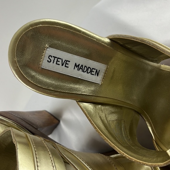 Steve Madden Metallic Gold Strappy Heeled Sandals - Picture 3 of 10